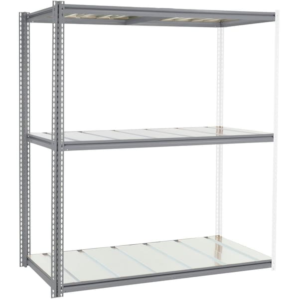 Global Industrial High Cap. Add-On Rack 72Wx24Dx60H 3 Levels Steel Deck 1000lb Per Level GRY 581052GY - main
